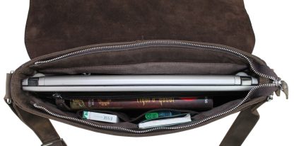 Leather Medium Crossbody Laptop Bag - Image 4